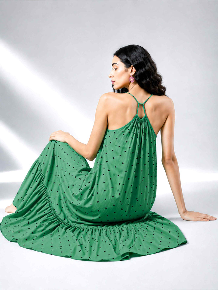 Boho Spirit Dress - Green Hearts