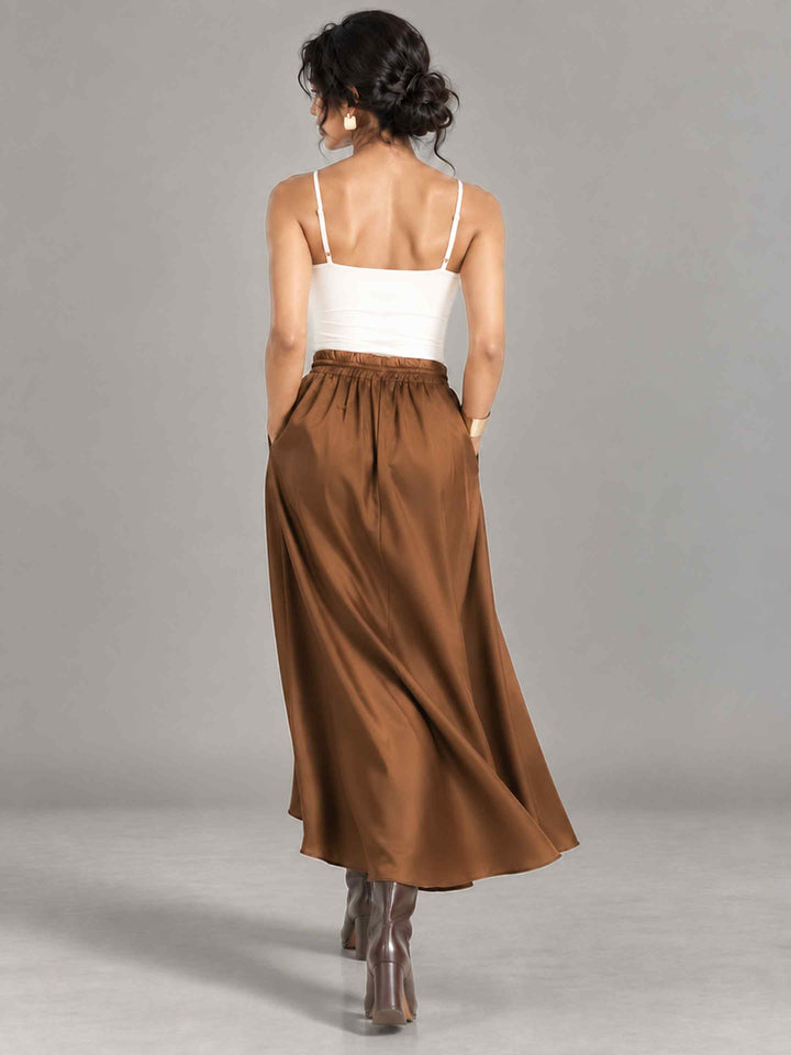Satin Skirt - Caramel