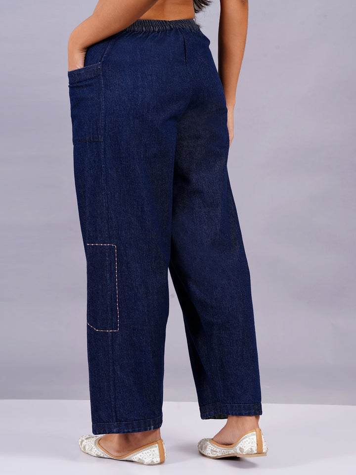 Indigo Blue Straight Fit Denim Pants