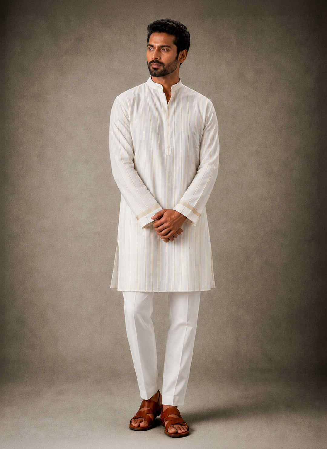Gold Line - Cotton Linen Kurta