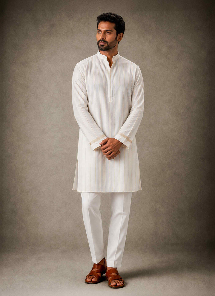 Gold Line - Cotton Linen Kurta