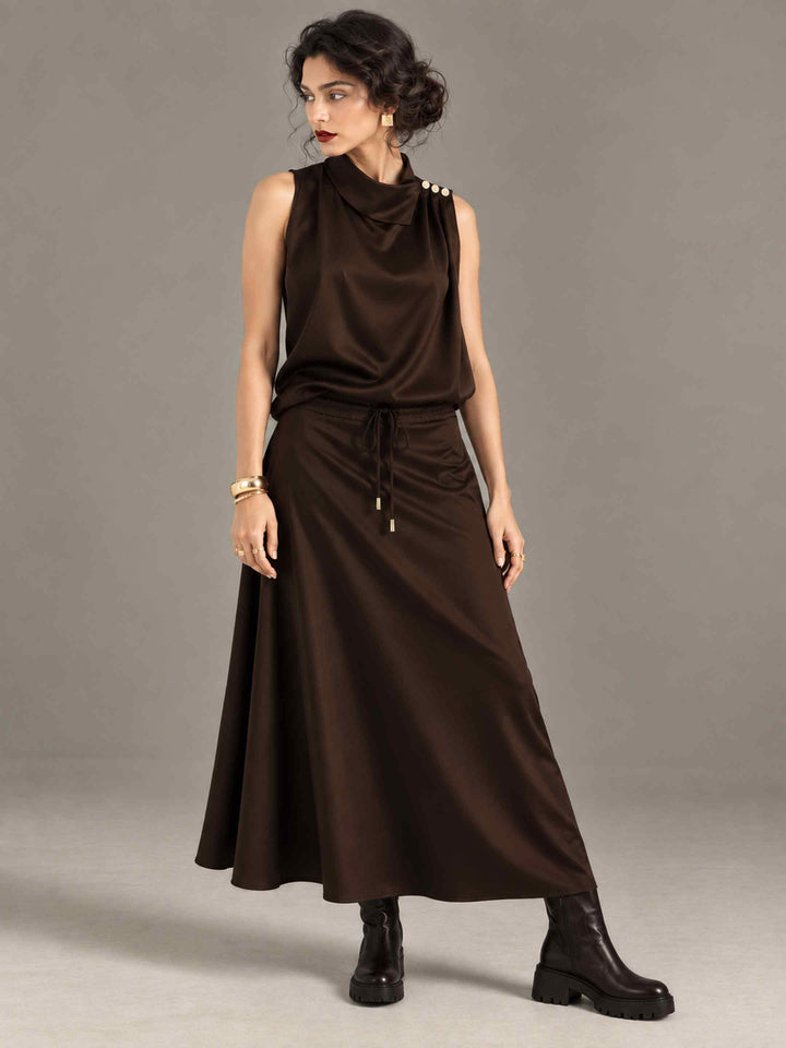Satin Skirt - Coffee