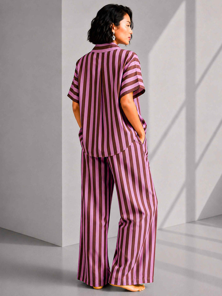 Aubergine Pink Stripe - Buttoned Down Set
