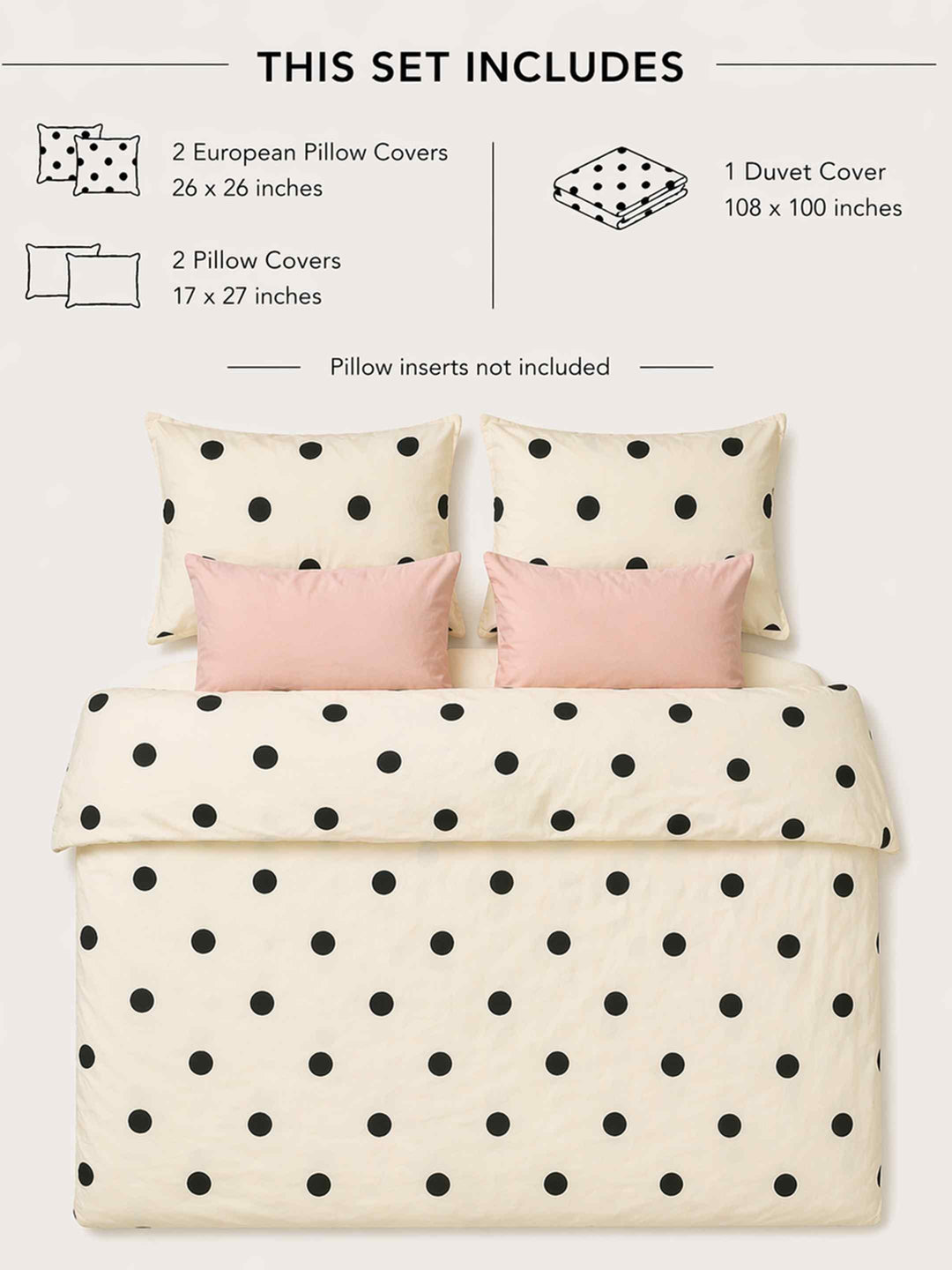 Ink Polka Duvet Cover Set - Black