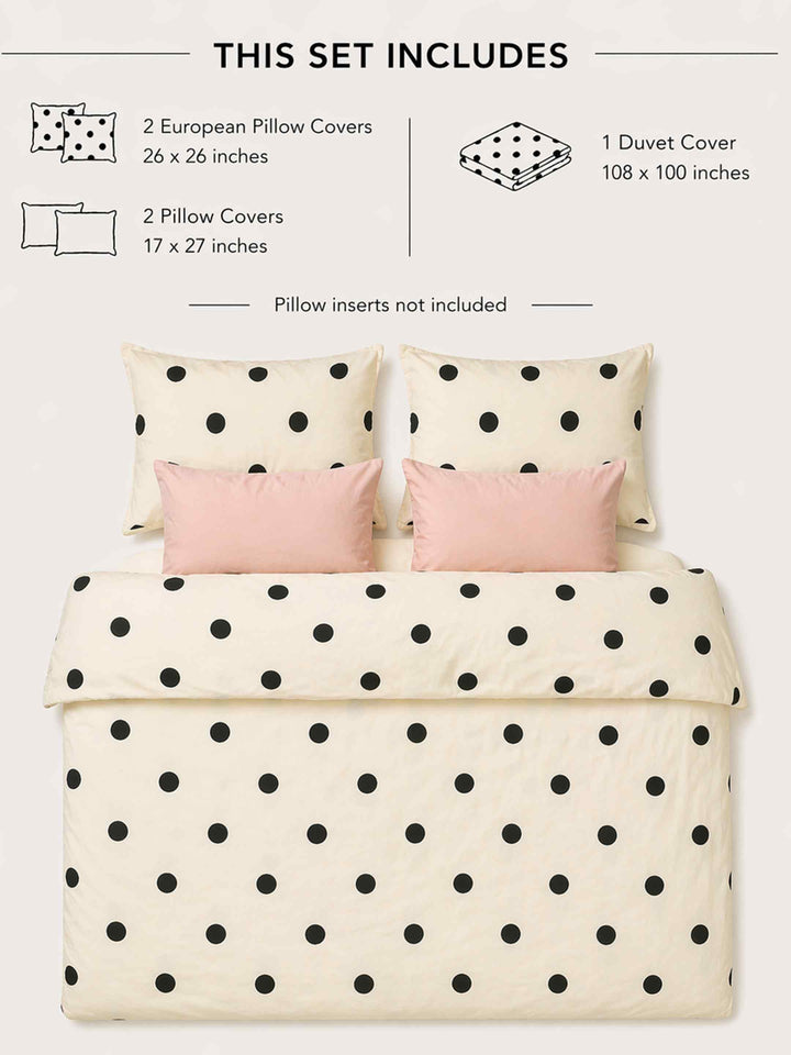 Ink Polka Duvet Cover Set - Black