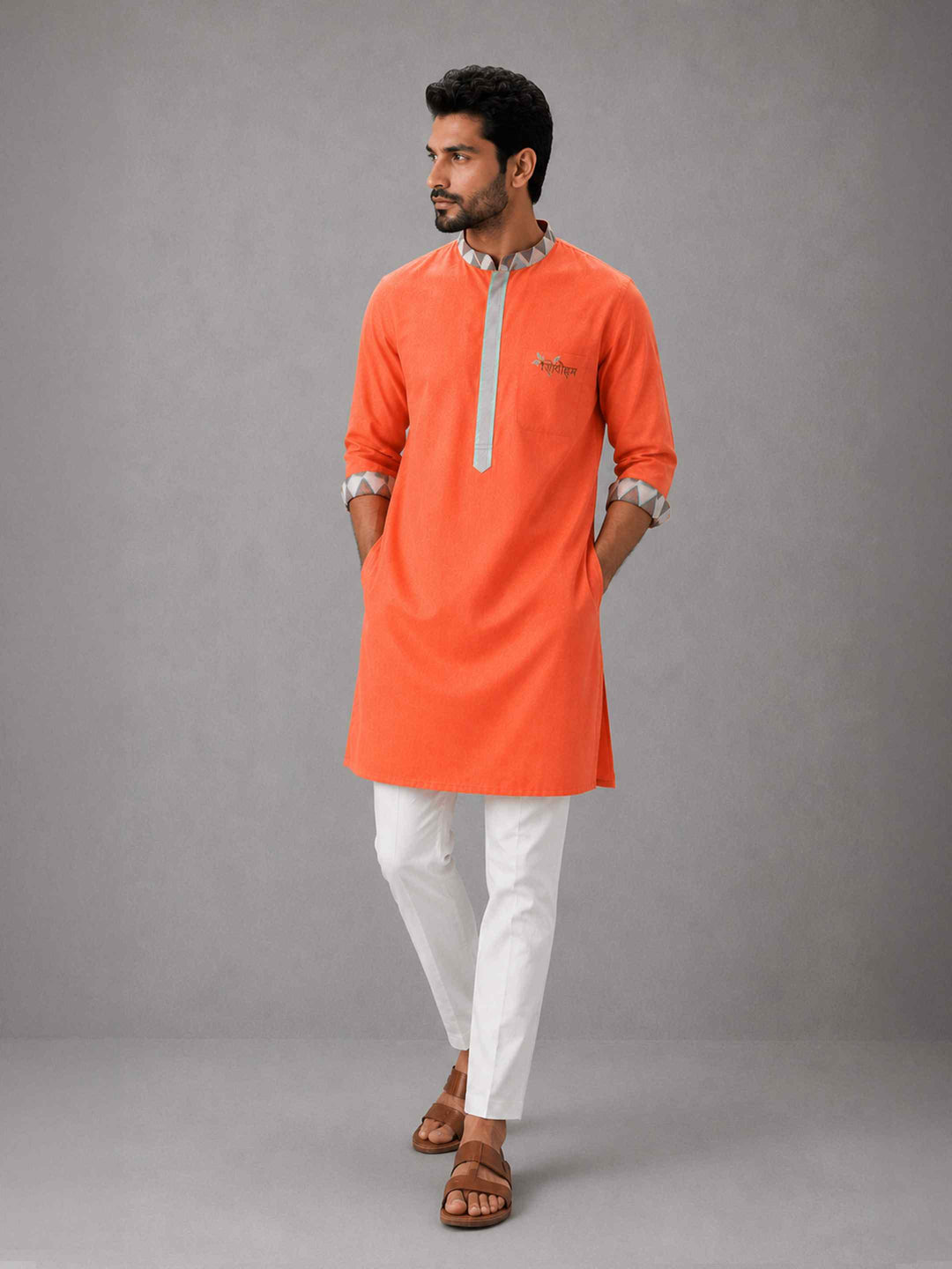 Shivoham Cotton Kurta - Saffron
