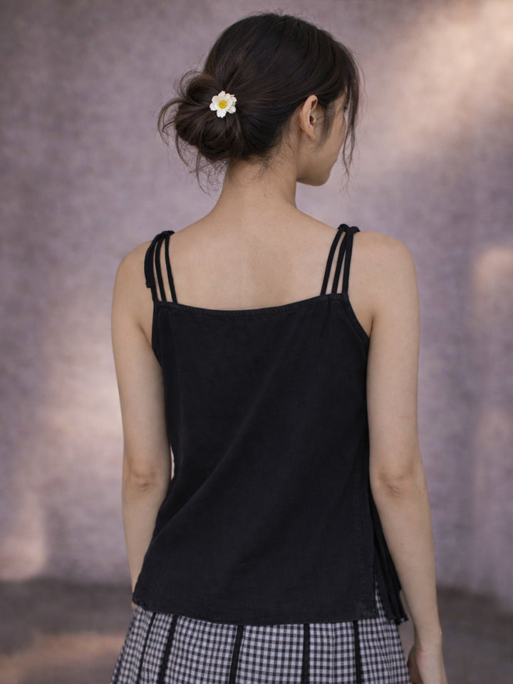 Tie-Up Spagheti Top - Black