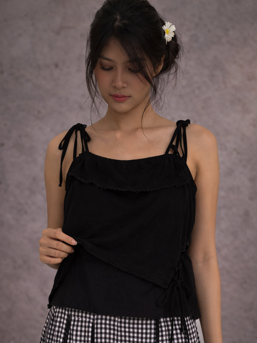 Tie-Up Spagheti Top - Black
