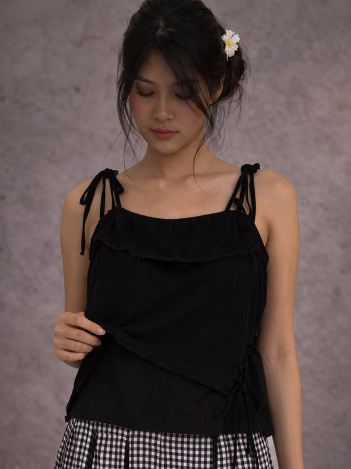 Tie-Up Spagheti Top - Black
