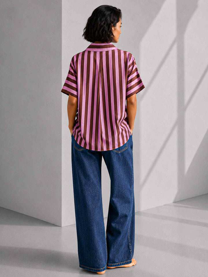 Aubergine Pink Stripe Top