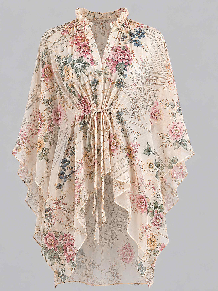 Sheer Tie up Tunic - Floral Print
