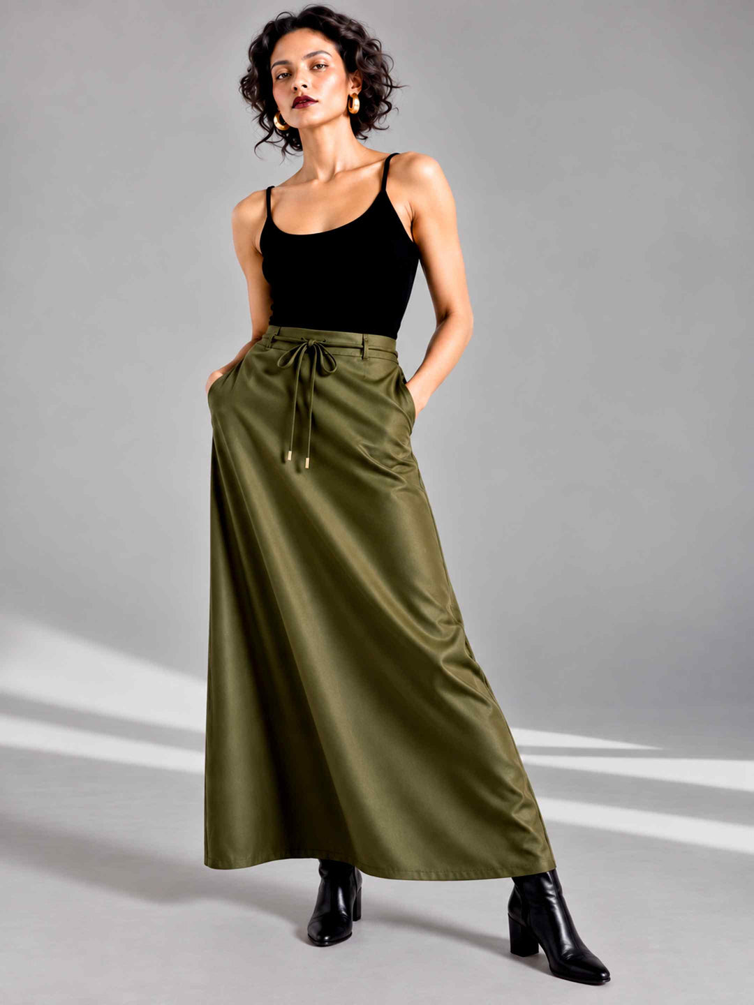 Satin Skirt - Olive