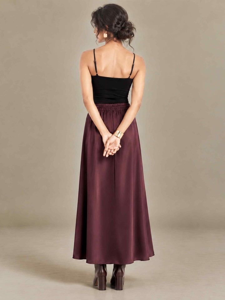 Satin Skirt - Wine