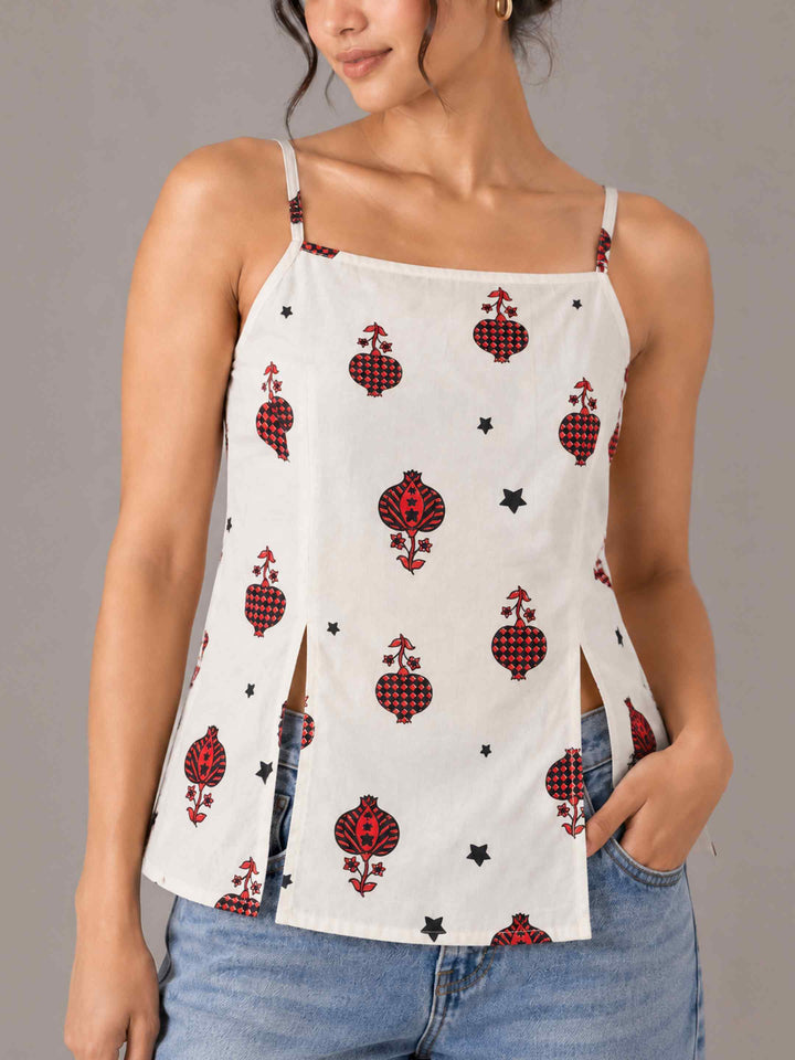 Strap Anaar Top - Red Black