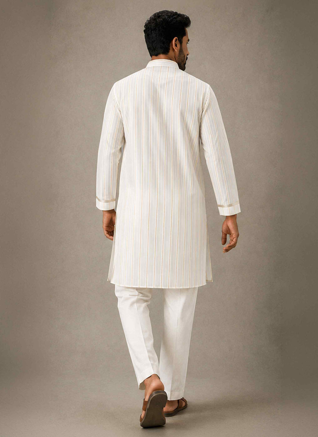 Gold Line - Cotton Linen Kurta