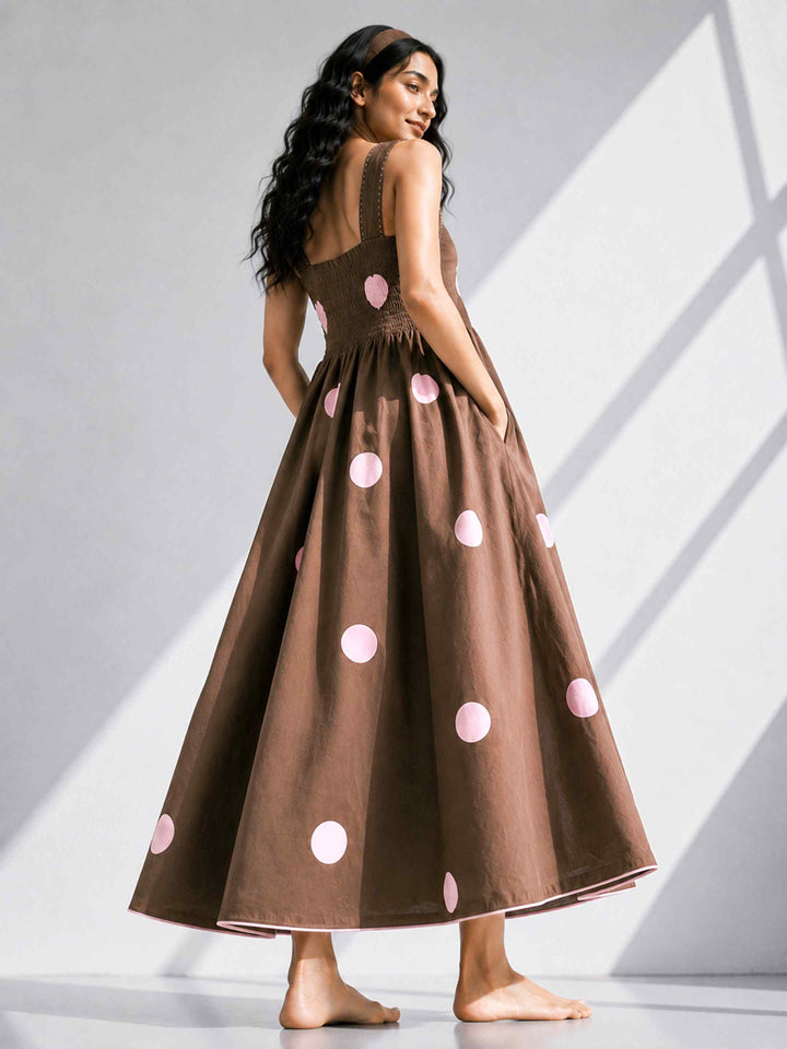 Classic Dress - Coffee Polkas