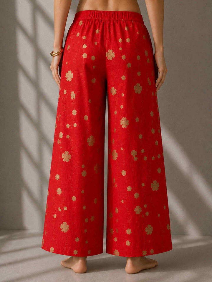 Mogra Chanderi Co-ord Set - Red