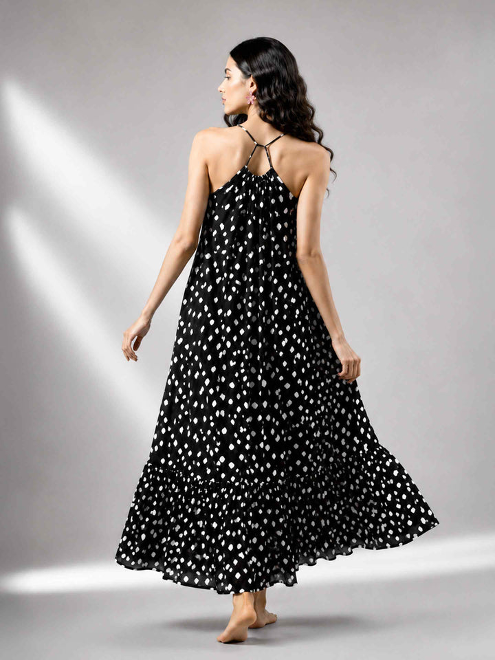 Boho Spirit Dress - Black Polka