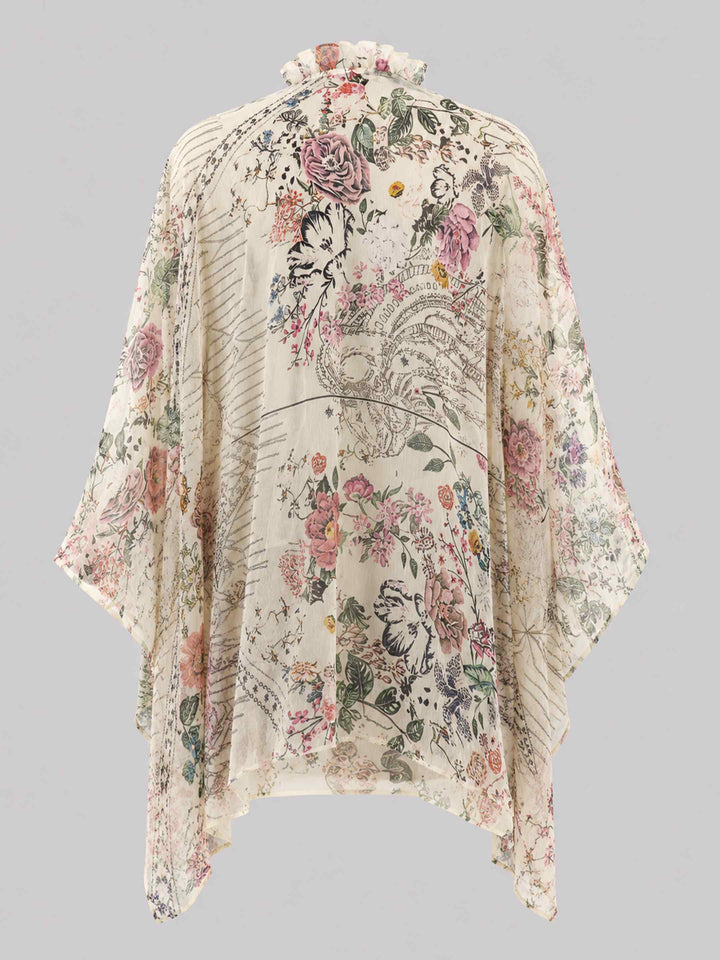 Sheer Tie up Tunic - Floral Print
