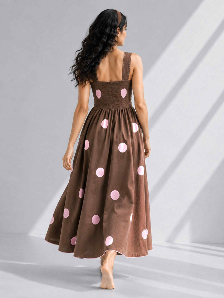 Classic Dress - Coffee Polkas