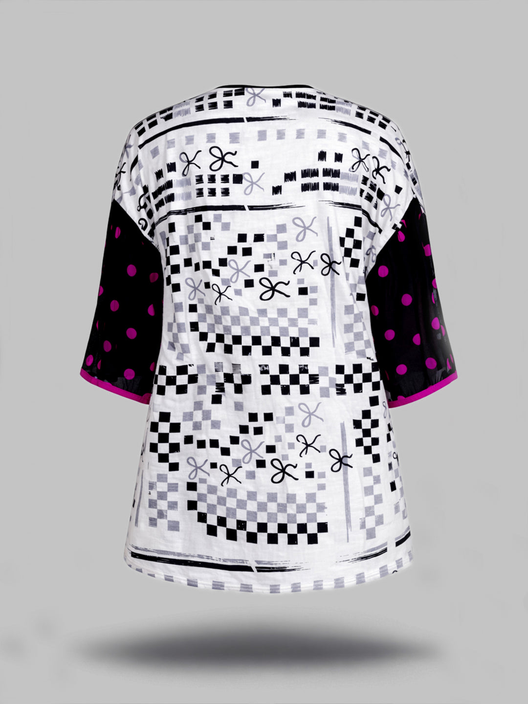 Graphic Checks Wrap-Around Top