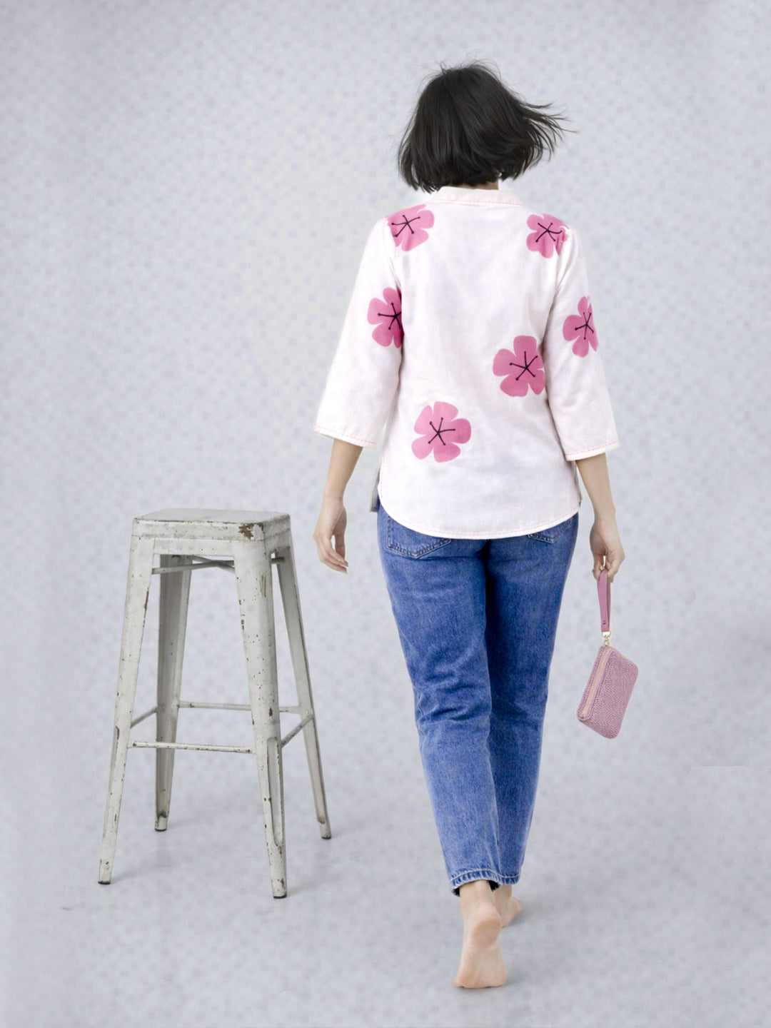 Blush Bloom Kurti - White