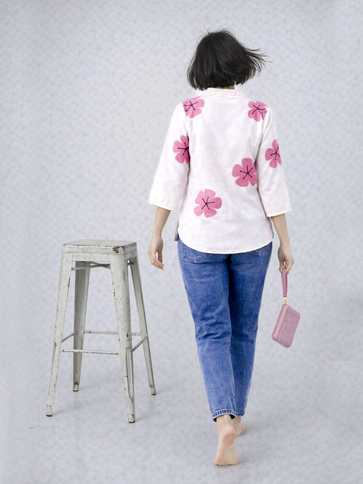 Blush Bloom Kurti - White