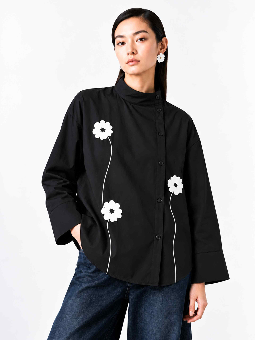 Floral Side Placket Shirt