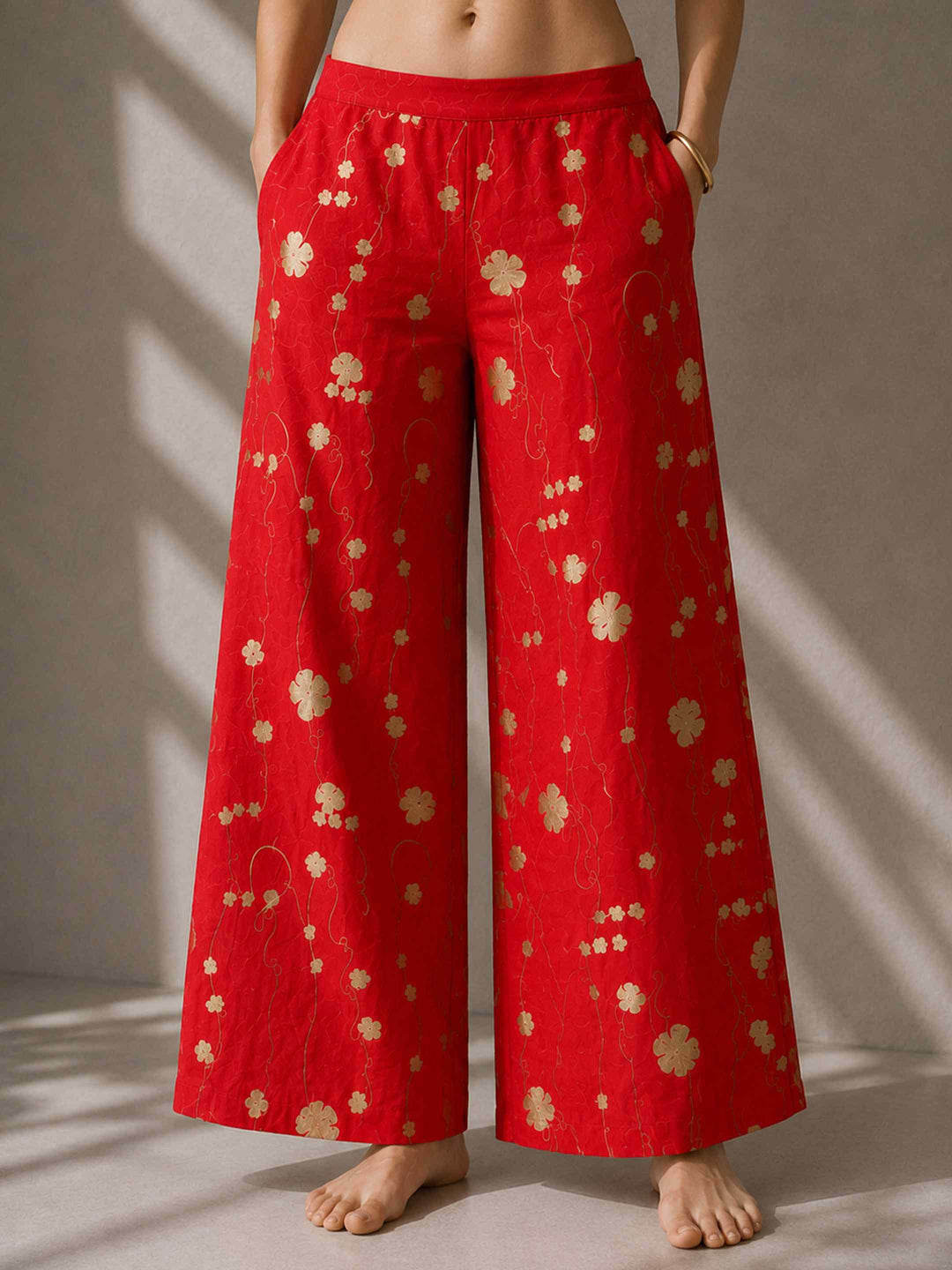 Mogra Chanderi Co-ord Set - Red