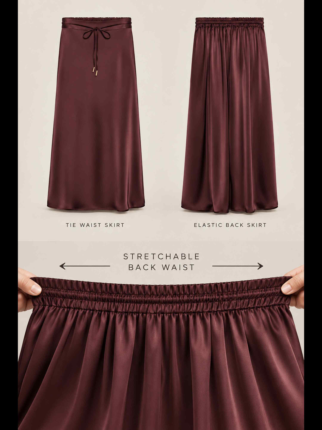 Satin Skirt - Wine