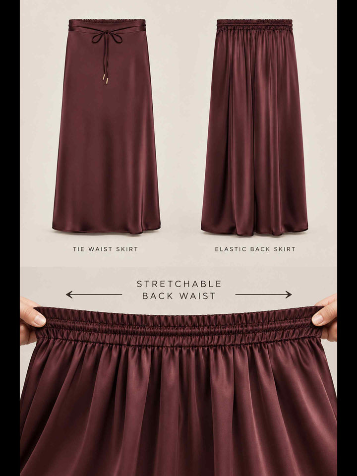 Satin Skirt - Wine