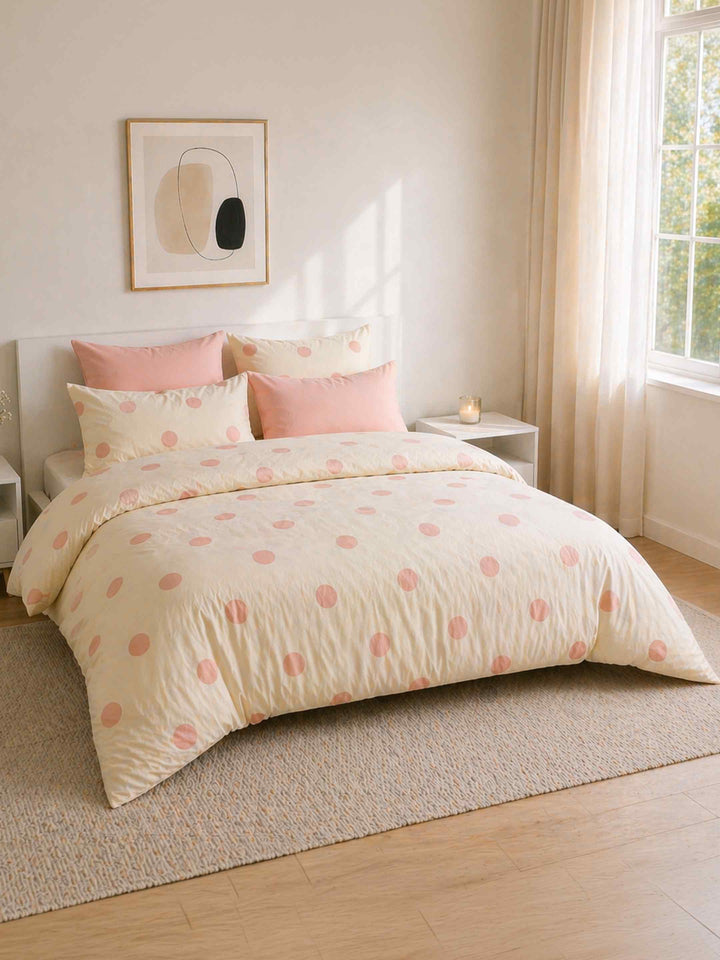 Ink Polka Duvet Cover Set - Peach