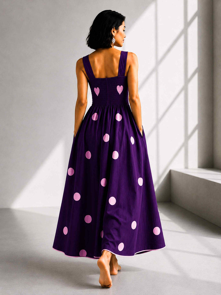 Classic Dress - Aubergine Polkas