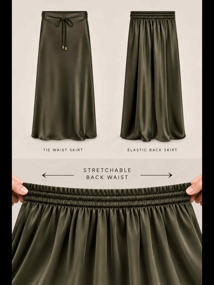 Satin Skirt - Olive