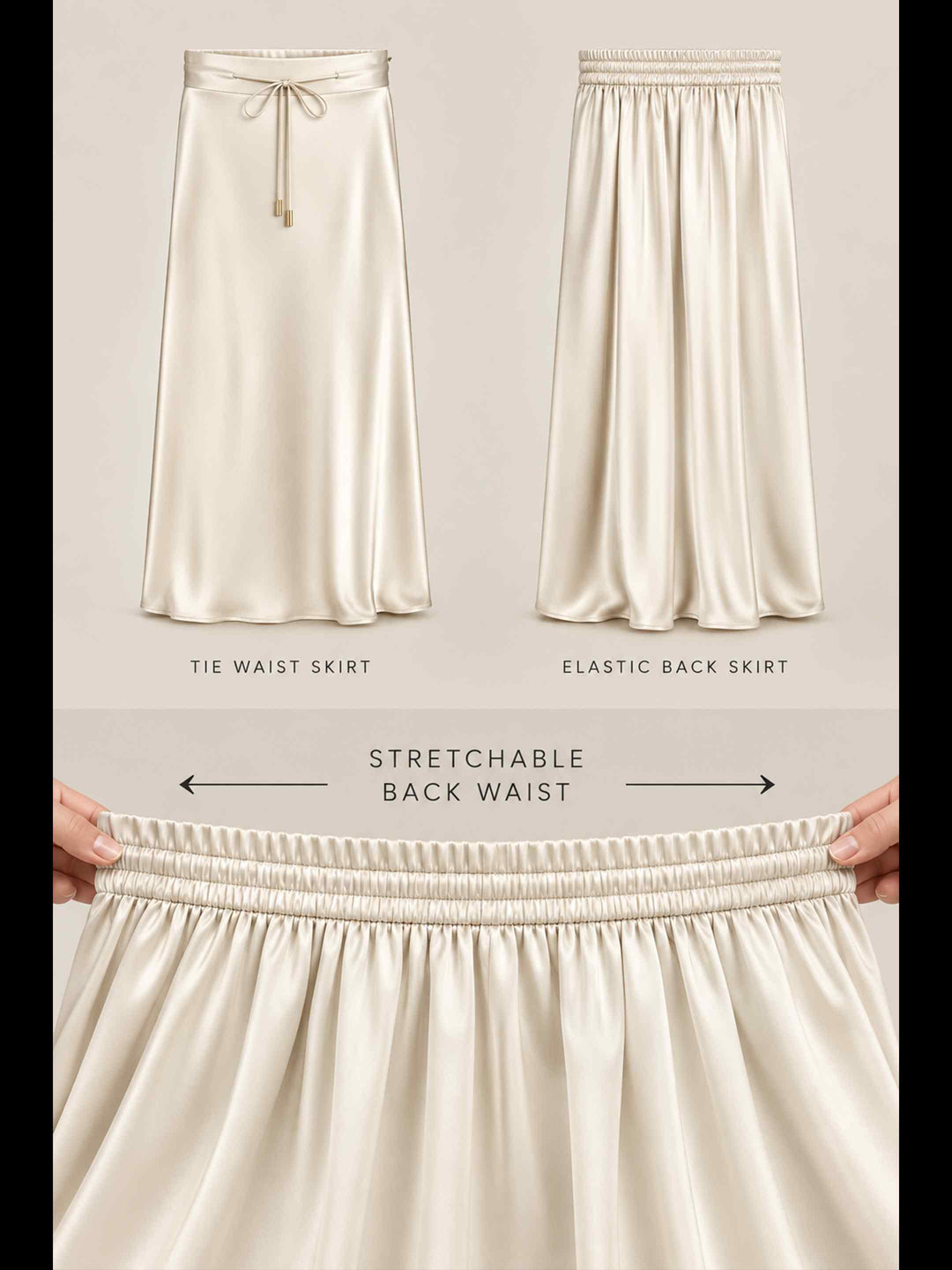 Satin Skirt - Ivory
