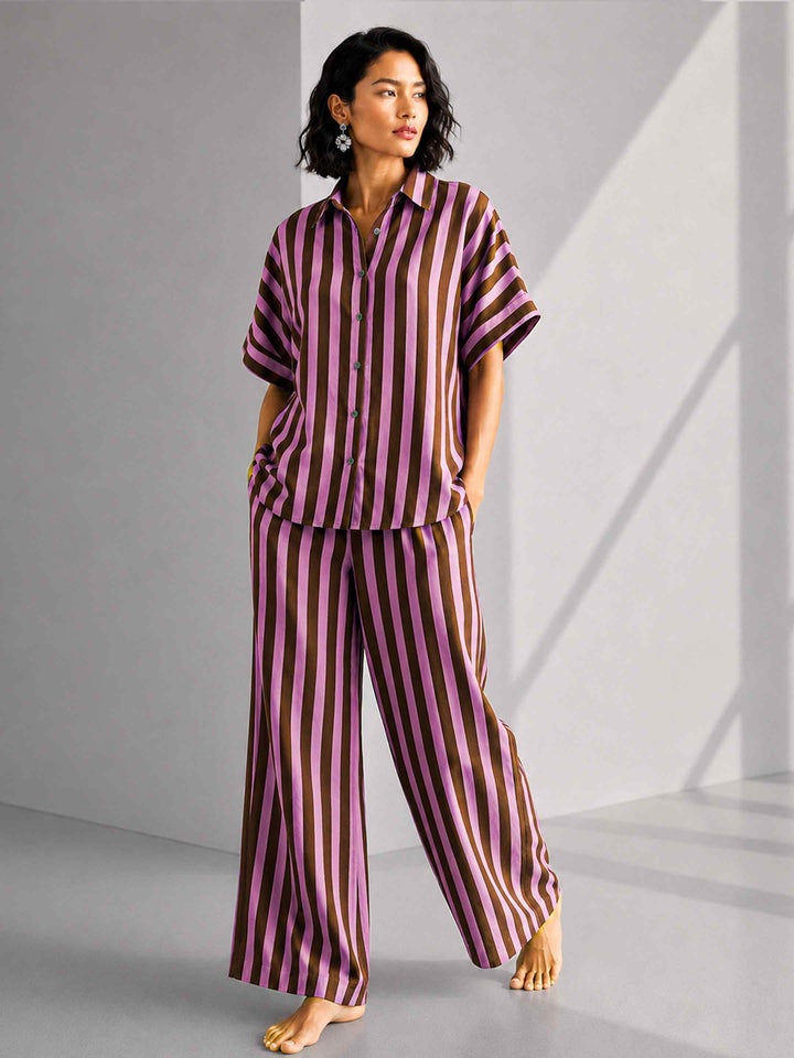 Aubergine Pink Stripe - Buttoned Down Set