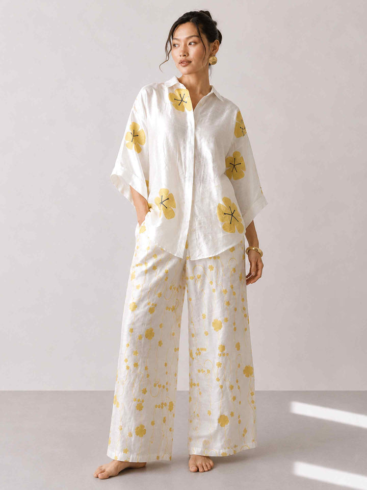Mogra Chanderi Co-ord Set - Pearl White