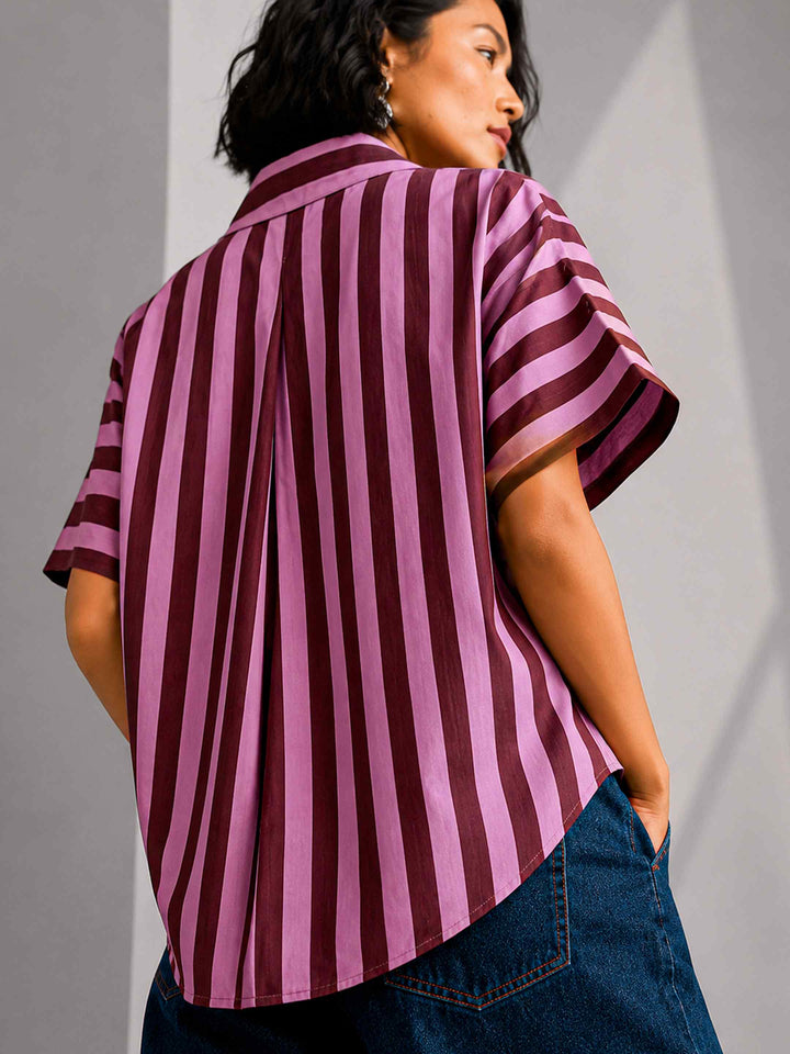 Aubergine Pink Stripe Top