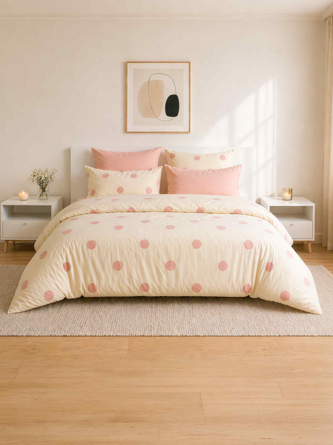Ink Polka Duvet Cover Set - Peach