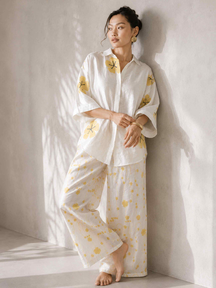 Mogra Chanderi Co-ord Set - Pearl White