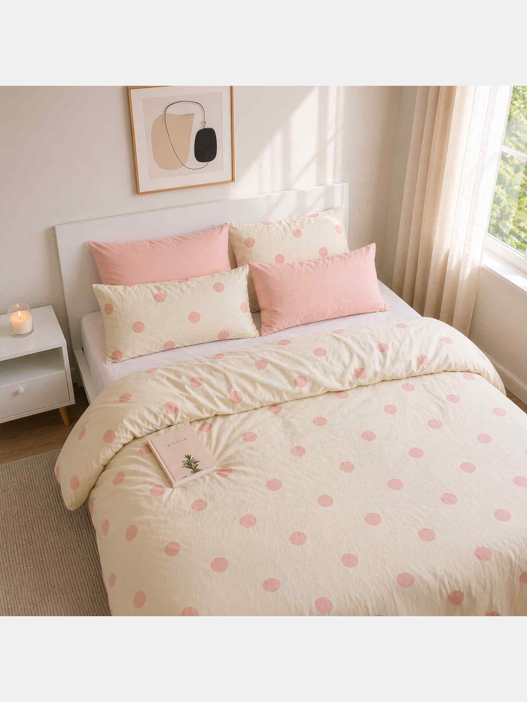 Ink Polka Duvet Cover Set - Peach