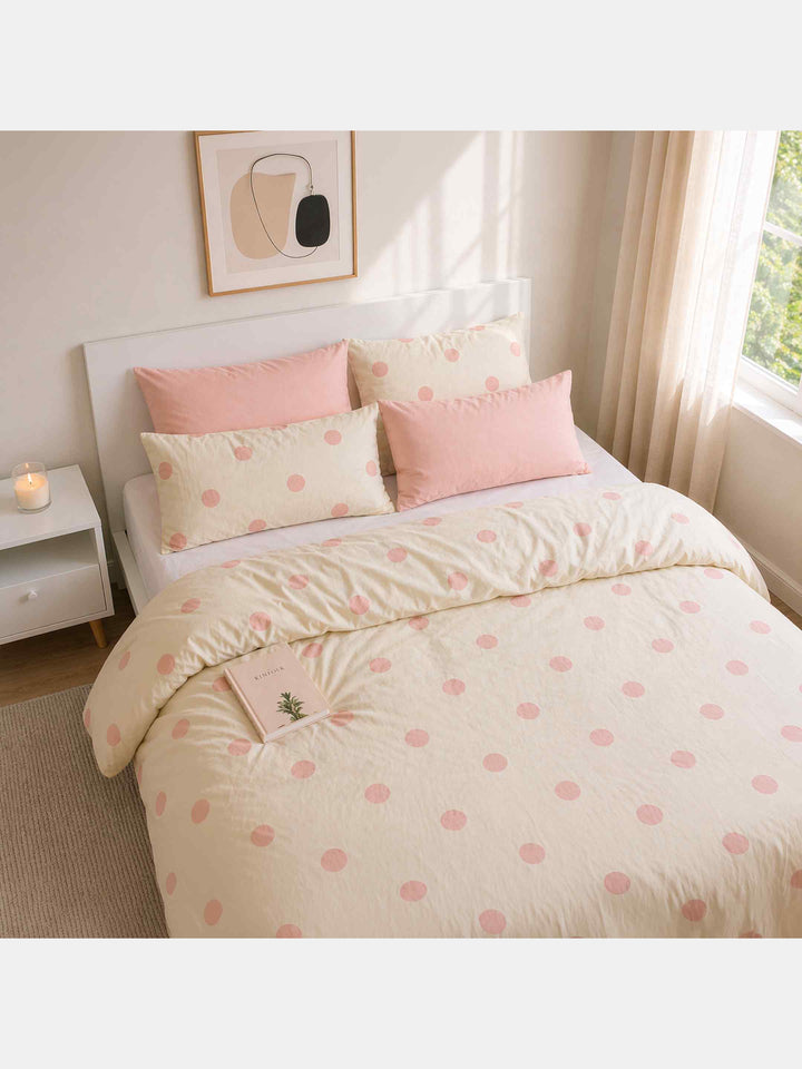 Ink Polka Duvet Cover Set - Peach