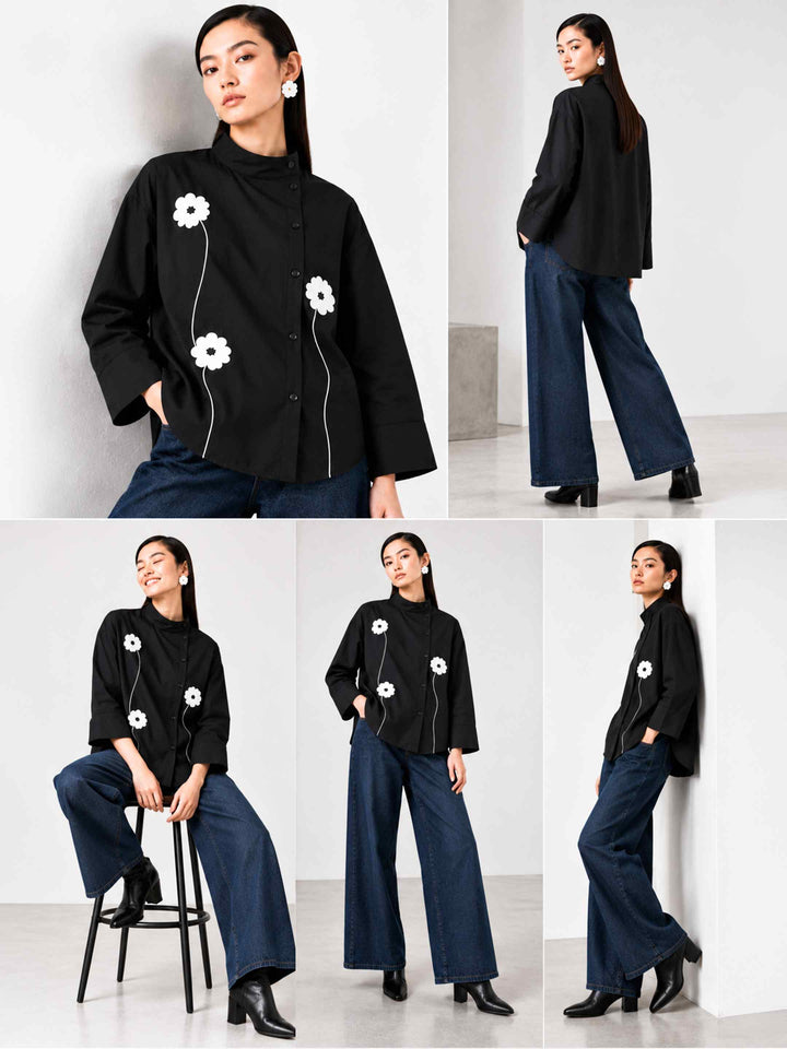 Floral Side Placket Shirt