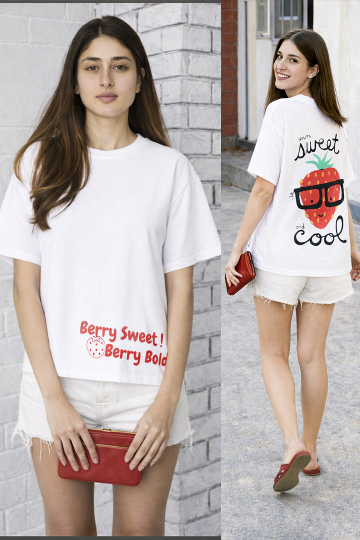 Strawberry Graphic T-shirt - White.
