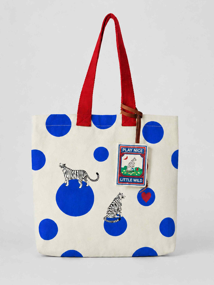 Blue Polka Canvas Bag