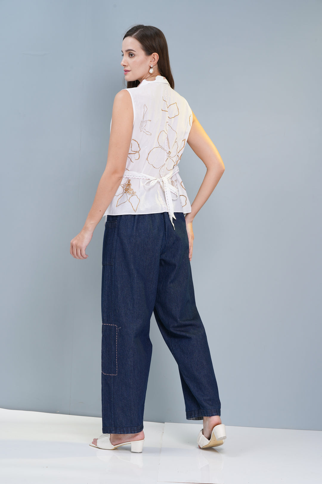 Hand-Blocked Floral Top