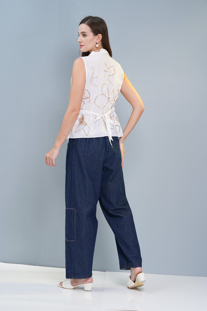 Hand-Blocked Floral Top