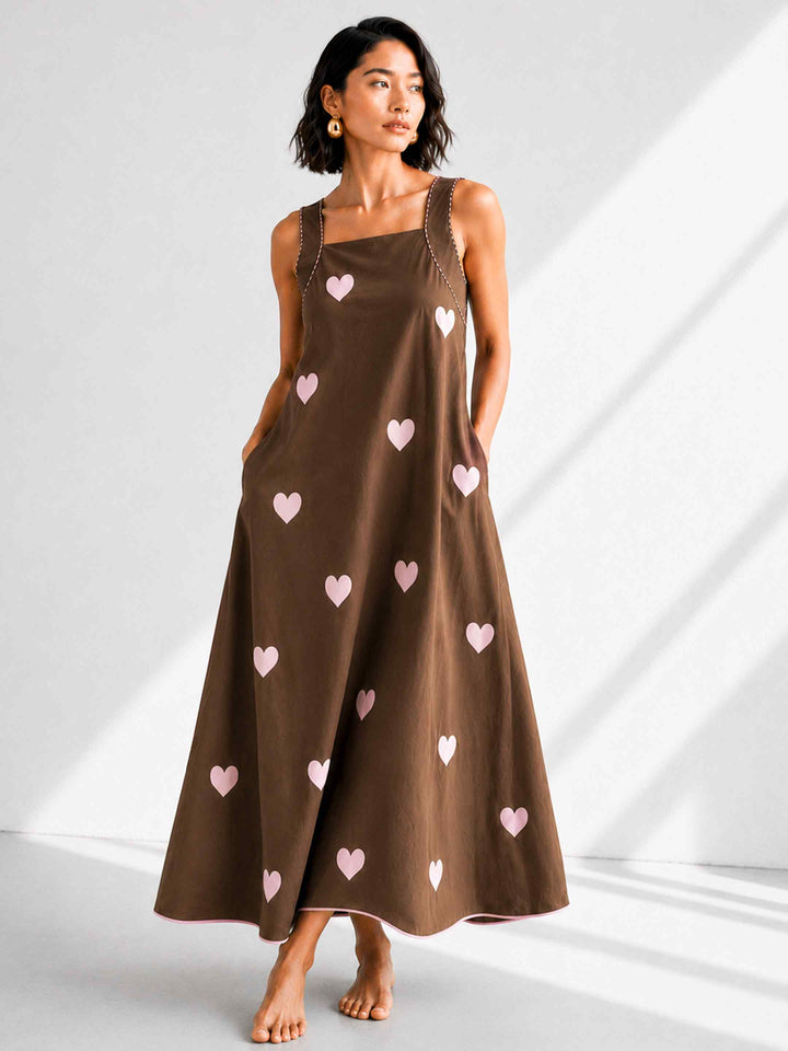 Classic Dress - Coffee Hearts