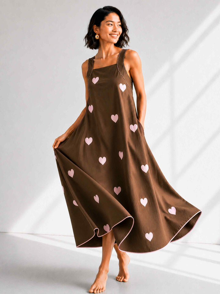 Classic Dress - Coffee Hearts
