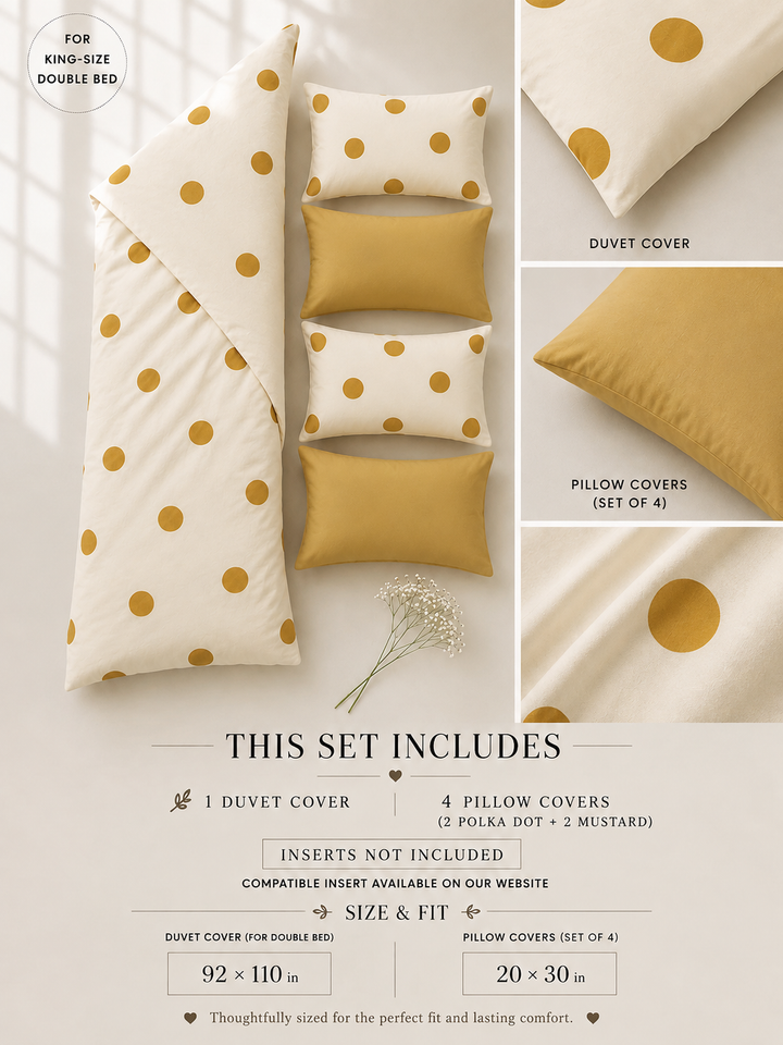 Ink Polka Duvet Cover Set - Mustard